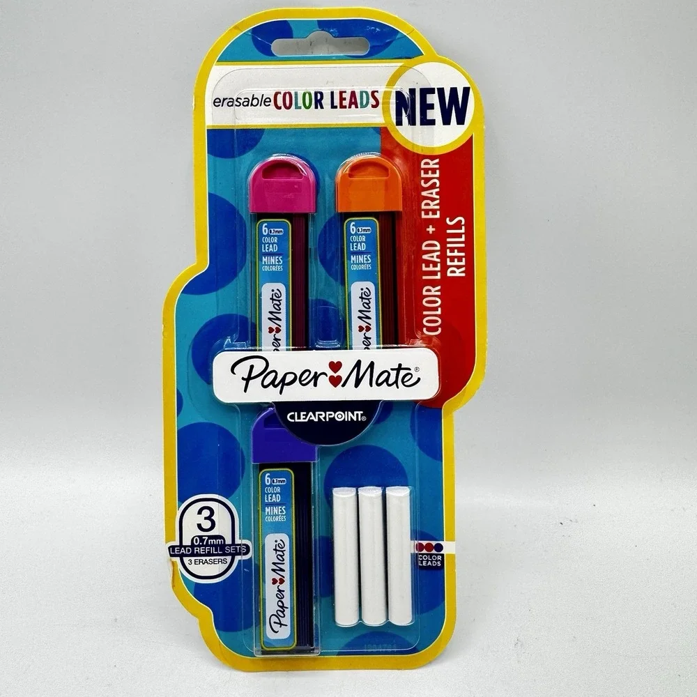 Paper Mate Clearpoint Color Lead Eraser Refills .7mm Erasable